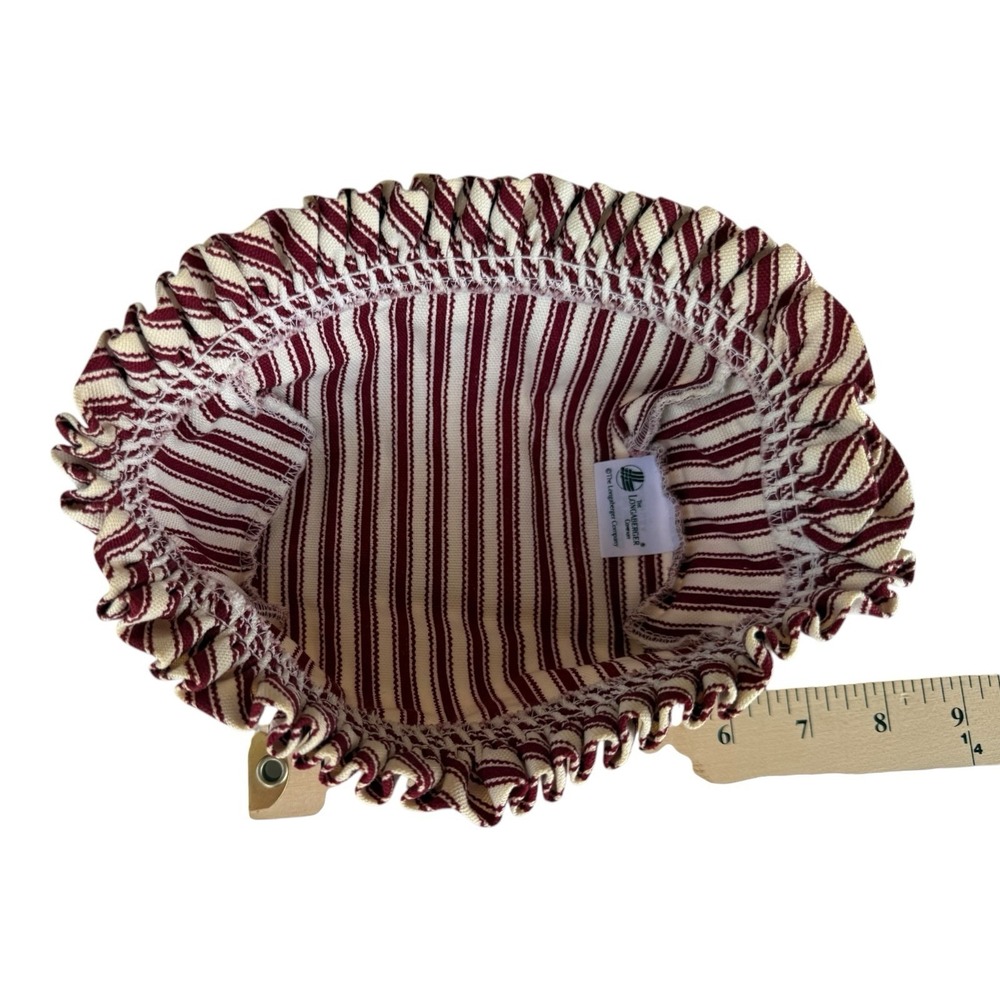 Vintage Longaberger Small Oval Basket Liner Red Cream Ticking Stripe Fabric USA - Picture 3 of 4